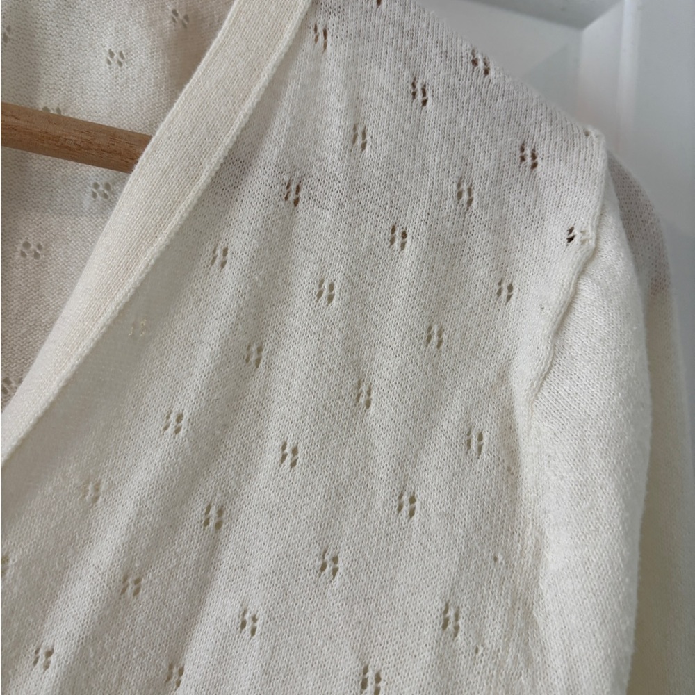 NWOT Cream Pointelle Cardigan Sweater